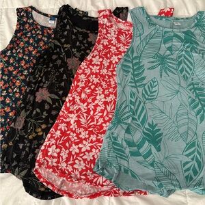 Old Navy Floral and Leaf Print Tank Tops - Set of 4